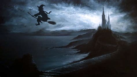 Witch flying on a swing